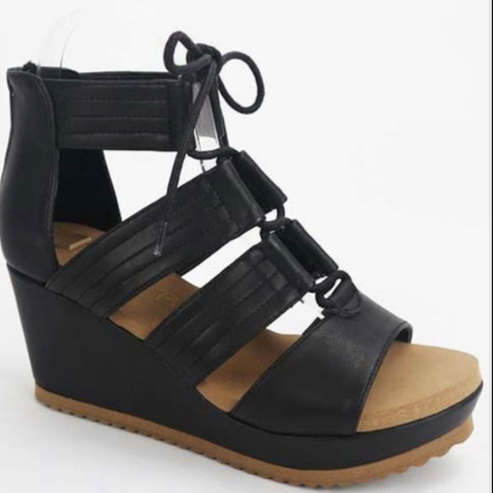 Black Wedge Sandals